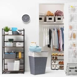 Black Metal Wire Storage Basket With Liner -Cleaning Essentials Sales black metal wire storage basket with liner 1