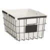 Black Metal Wire Storage Basket With Liner -Cleaning Essentials Sales black metal wire storage basket with liner