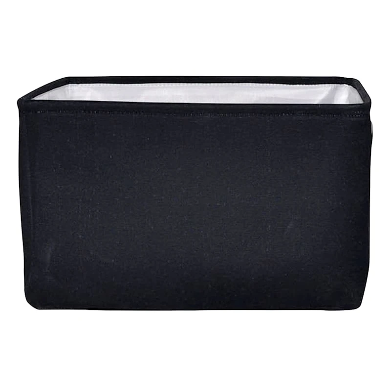 Black Rectangle Fabric Storage Basket, Medium 3 Black Rectangle Fabric Storage Basket, Medium