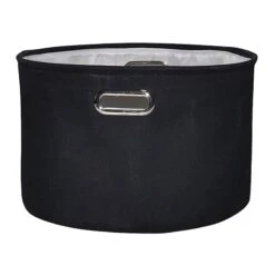 Black Round Fabric Storage Basket, Medium