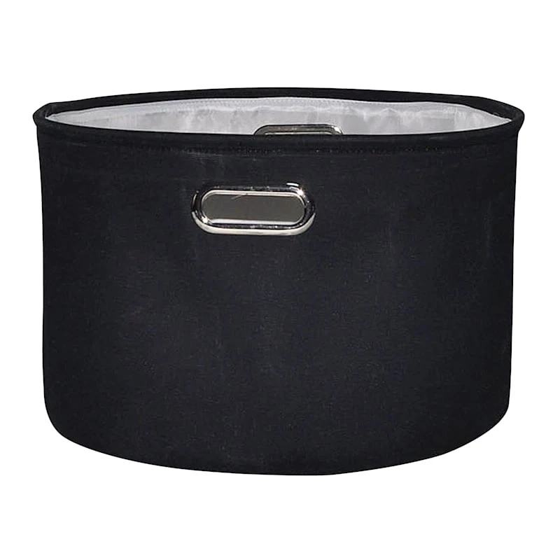 Black Round Fabric Storage Basket, Medium 3 Black Round Fabric Storage Basket, Medium