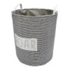 Black Striped Round Laundry Hamper, Medium -Cleaning Essentials Sales black striped round laundry hamper medium