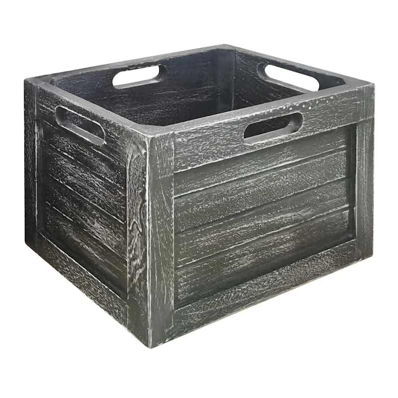 Black Wash Wooden Crate, Medium 3 Black Wash Wooden Crate, Medium