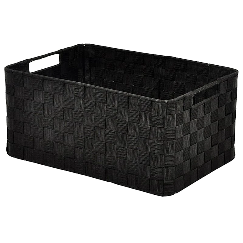 Black Weave Round Corner Storage Basket, Medium 3 Black Weave Round Corner Storage Basket, Medium