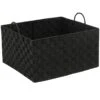 Black Weave Storage Basket With Handles, Extra Large 2 Black Weave Storage Basket With Handles, Extra Large -Cleaning Essentials Sales black weave storage basket with handles extra large
