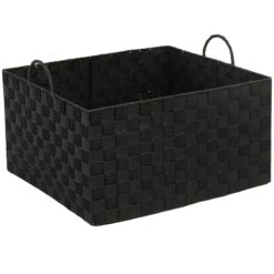Black Weave Storage Basket With Handles, Extra Large