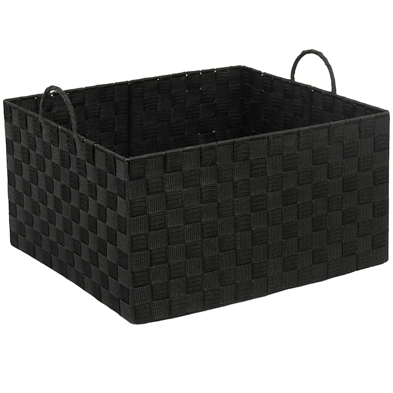 Black Weave Storage Basket With Handles, Extra Large 3 Black Weave Storage Basket With Handles, Extra Large