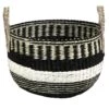 Black & White Round Seagrass Basket, 18" -Cleaning Essentials Sales black white round seagrass basket 18