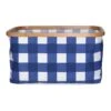 Blue Check Fabric Rectangle Basket, Medium -Cleaning Essentials Sales blue check fabric rectangle basket medium