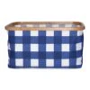 Blue Check Fabric Rectangle Basket, Small 2 Blue Check Fabric Rectangle Basket, Small -Cleaning Essentials Sales blue check fabric rectangle basket small