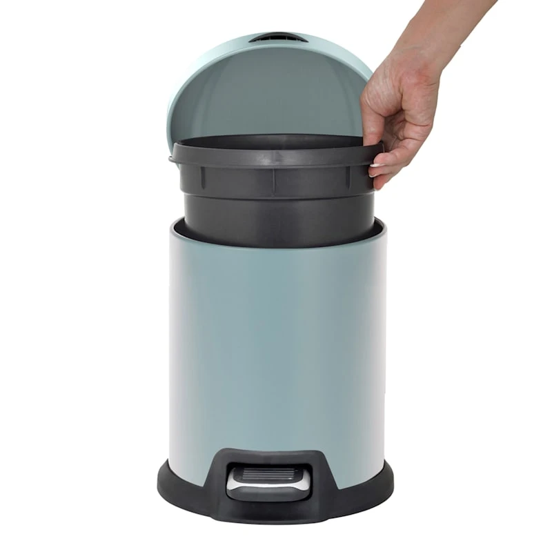 Blue Stainless Steel Round Pedal Bin, 5l 4 Blue Stainless Steel Round Pedal Bin, 5l - Image 2