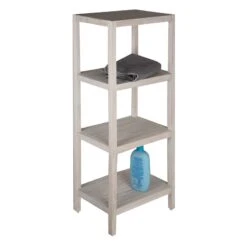 Borneo 4-Tier Corner Storage Stand, White Wood