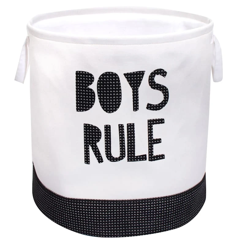 Boys Rule Black & White Laundry Hamper, Medium 3 Boys Rule Black & White Laundry Hamper, Medium