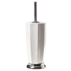 Brock White Ceramic Toilet Bowl Brush & Chrome Handle Base