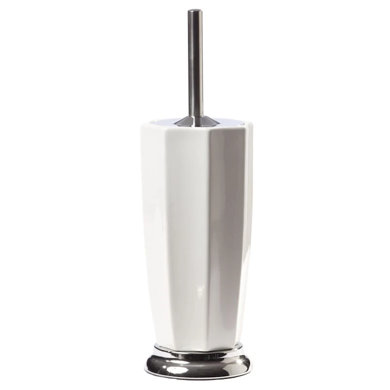 Brock White Ceramic Toilet Bowl Brush & Chrome Handle Base 3 Brock White Ceramic Toilet Bowl Brush & Chrome Handle Base
