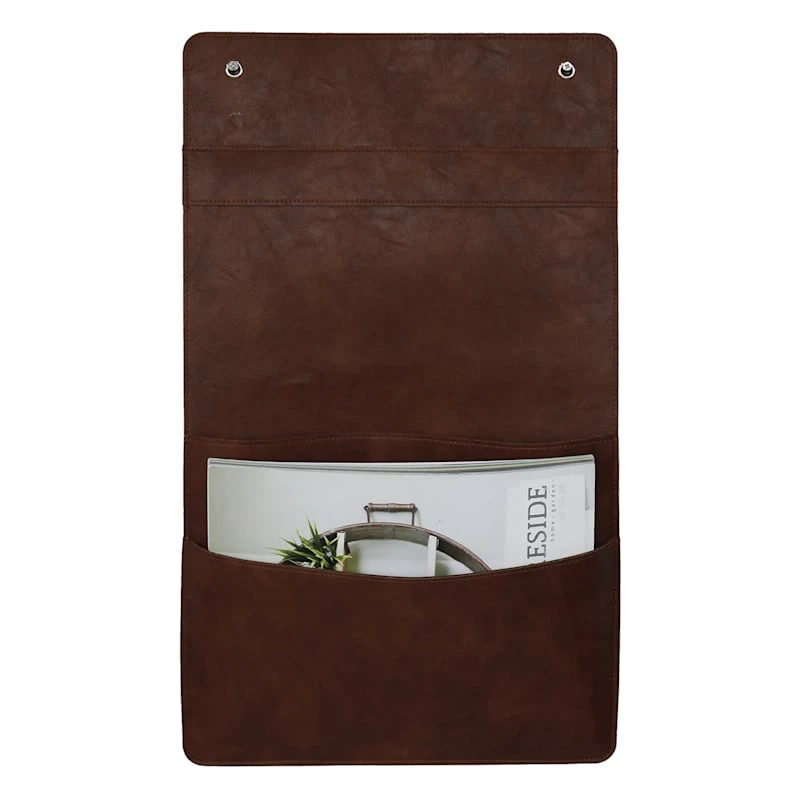 Brown Faux Leather Wall Organizer 3 Brown Faux Leather Wall Organizer