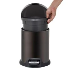 Brown Stainless Steel Round Pedal Bin, 5l -Cleaning Essentials Sales brown stainless steel round pedal bin 5l 2
