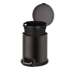 Brown Stainless Steel Round Pedal Bin, 5l -Cleaning Essentials Sales brown stainless steel round pedal bin 5l 4