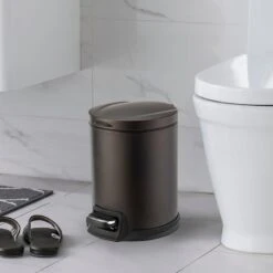 Brown Stainless Steel Round Pedal Bin, 5l -Cleaning Essentials Sales brown stainless steel round pedal bin 5l 6