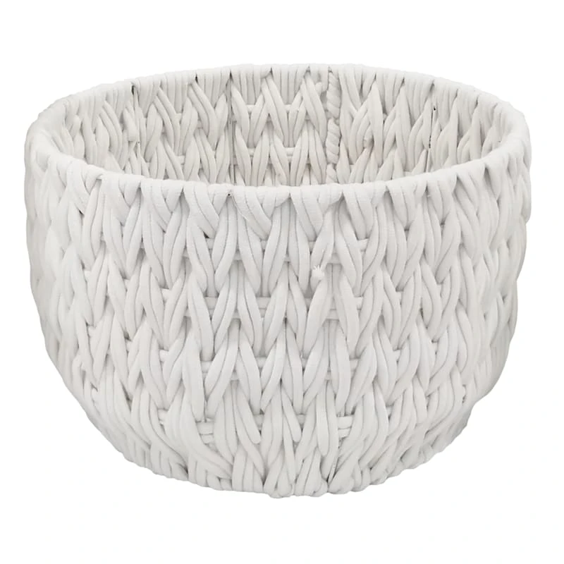Chunky White Round Fabric Storage Basket, Small 3 Chunky White Round Fabric Storage Basket, Small