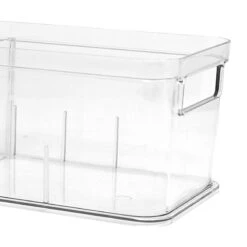 Clear Storage Bin With Divider, Large -Cleaning Essentials Sales clear storage bin with divider large 1