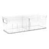 Clear Storage Bin With Divider, Large -Cleaning Essentials Sales clear storage bin with divider large