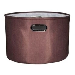 Cocoa Round Fabric Storage Basket, Large