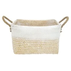 Double Bamboo Rectangle Clear Black Natural/White Medium Basket
