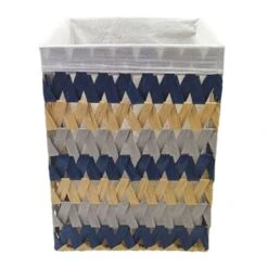 Flat Weave Water Hyacinth Laundry Hamper, Medium