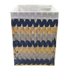 Flat Weave Water Hyacinth Laundry Hamper, Small