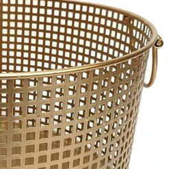 Flatiron Bronze Metal Round Storage Basket, Small -Cleaning Essentials Sales flatiron bronze metal round storage basket small 1