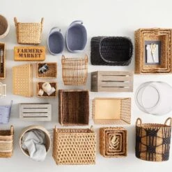 Found & Fable Round Abaca With Black Macrame Storage Basket, Medium -Cleaning Essentials Sales found fable round abaca with black macrame storage basket medium 1