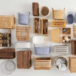 Found & Fable Round Abaca With Black Macrame Storage Basket, Small -Cleaning Essentials Sales found fable round abaca with black macrame storage basket small 1