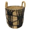 Found & Fable Round Abaca With Black Macrame Storage Basket, Small -Cleaning Essentials Sales found fable round abaca with black macrame storage basket small