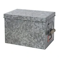 Galvanized Bin With Wood Handle, Small
