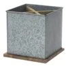 Galvanized Caddy Desk Organizer With Wood Base -Cleaning Essentials Sales galvanized caddy desk organizer with wood base