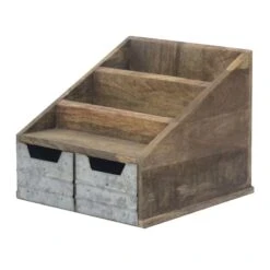 Galvanized Paper Tray Desk Organizer With Drawers
