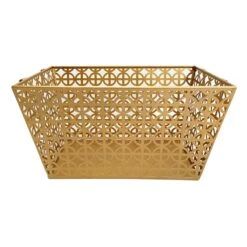 Geo Gold Metal Rectangle Storage Basket, Small