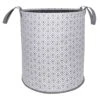 Geo Round Canvas Collapsible Laundry Hamper With Handles, Grey -Cleaning Essentials Sales geo round canvas collapsible laundry hamper with handles grey
