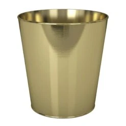 Glass Metal Waste Basket Gold