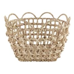 Grace Mitchell Braided Water Hyacinth Basket With Scalloped Edge, Large
