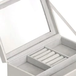 Grey Drawer Leather Jewelry Box -Cleaning Essentials Sales grey drawer leather jewelry box 2