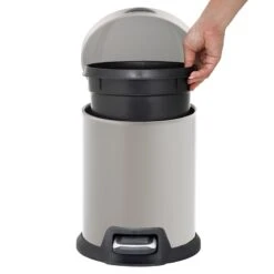 Grey Round Pedal Bin, 5L 10 Grey Round Pedal Bin, 5L -Cleaning Essentials Sales grey round pedal bin 5l 2