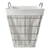 Grey Tapered Wavy Metal Wire Laundry Hamper, Large -Cleaning Essentials Sales grey tapered wavy metal wire laundry hamper large