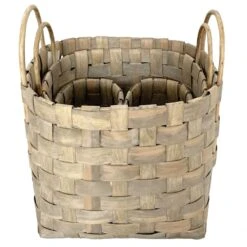 Grey Wash Chip Wood Basket
