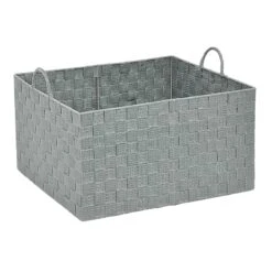 Grey Weave Storage Basket With Handles, Extra Large