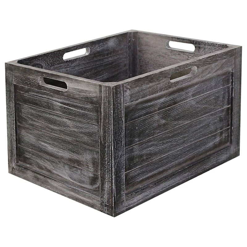 Grey Wooden Crate, Large 3 Grey Wooden Crate, Large