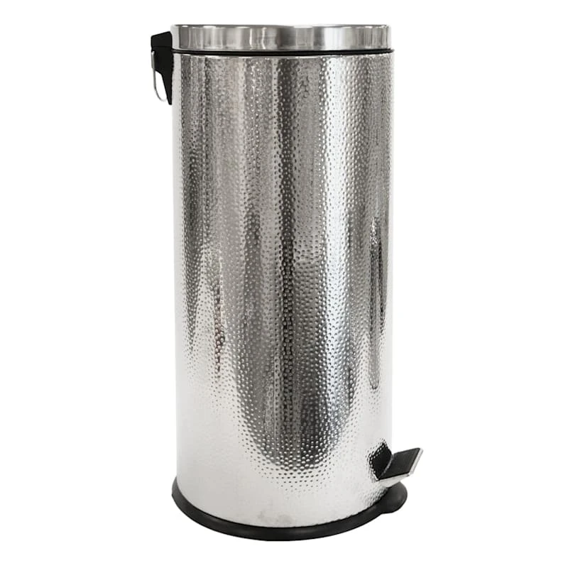 Haig Shiny Stainless Steel Embossed Step Can With Removable Liner, 30l 3 Haig Shiny Stainless Steel Embossed Step Can With Removable Liner, 30l