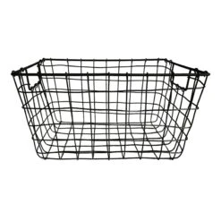 Honeybloom Tapered Dark Grey Metal Storage Basket, Large