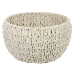 Ivory Cotton Rope Storage Basket, Large